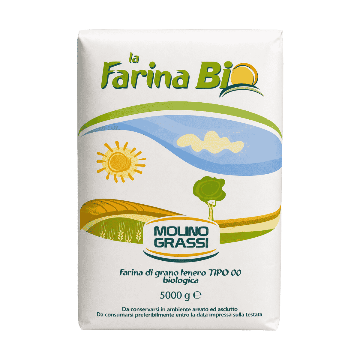 Molino Grassi Organic Italian 00 Flour – Soft Wheat for Bread, Pizza & Pasta (11lbs/5kg)