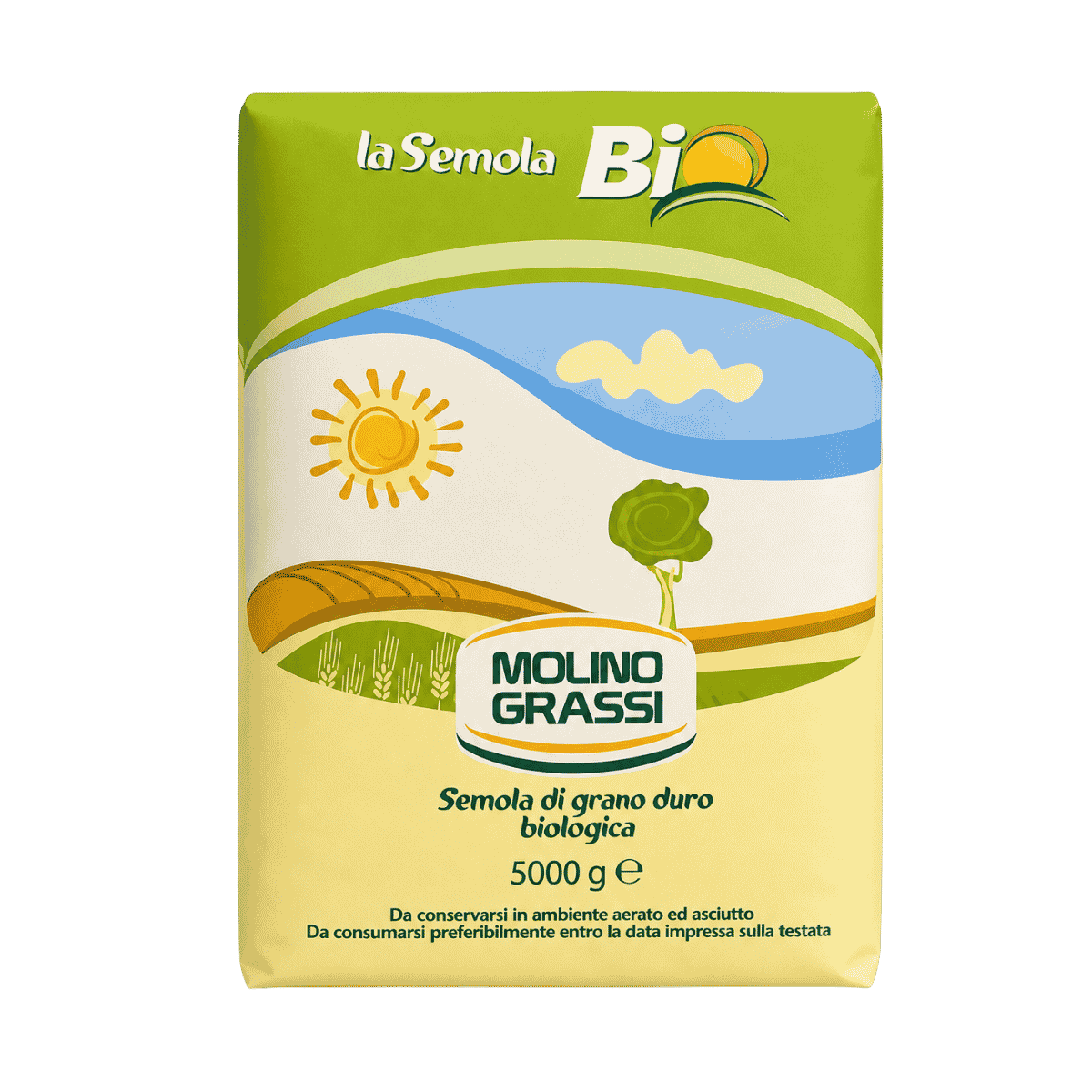 Molino Grassi Organic Durum Wheat Semolina – Italian Semolina for Pasta, Bread & Pizza (11lbs/5kg)