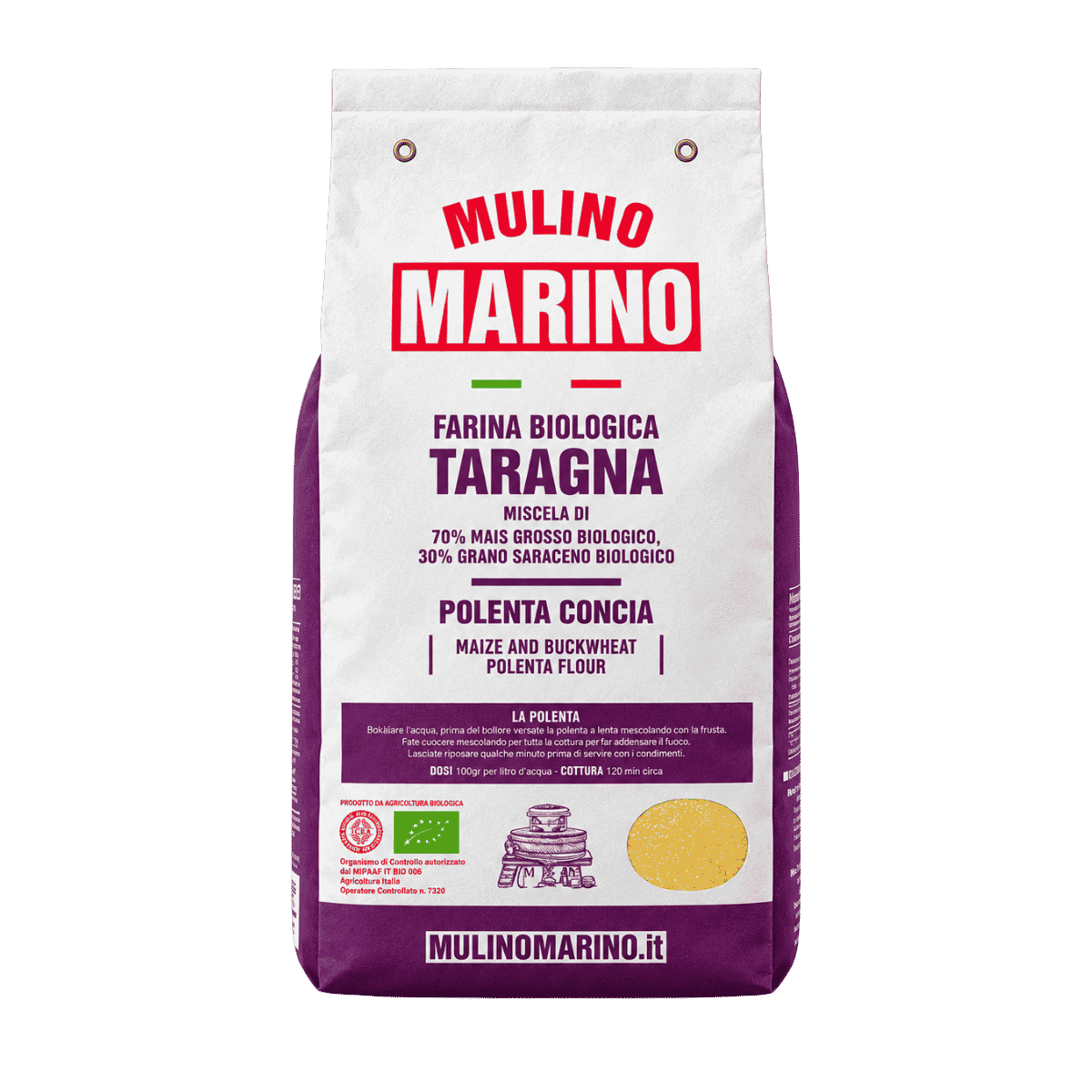 Mulino Marino Taragna Organic Corn & Buckwheat Polenta Flour (1kg/2.2lbs)