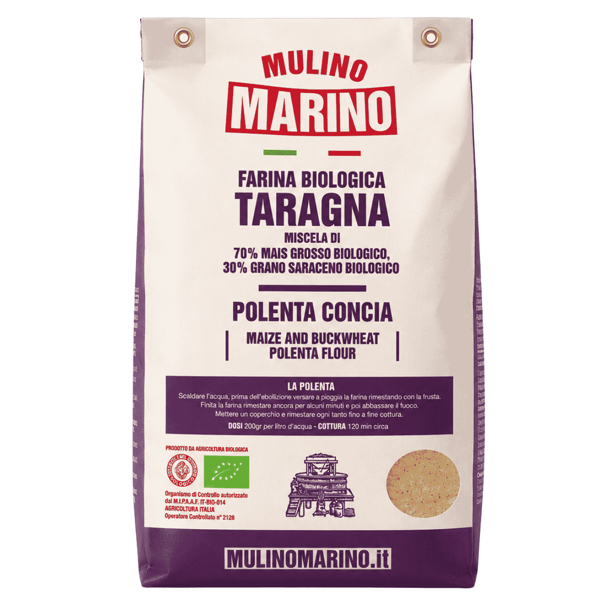 Mulino Marino Taragna Organic Corn & Buckwheat Polenta Flour (1kg/2.2lbs)