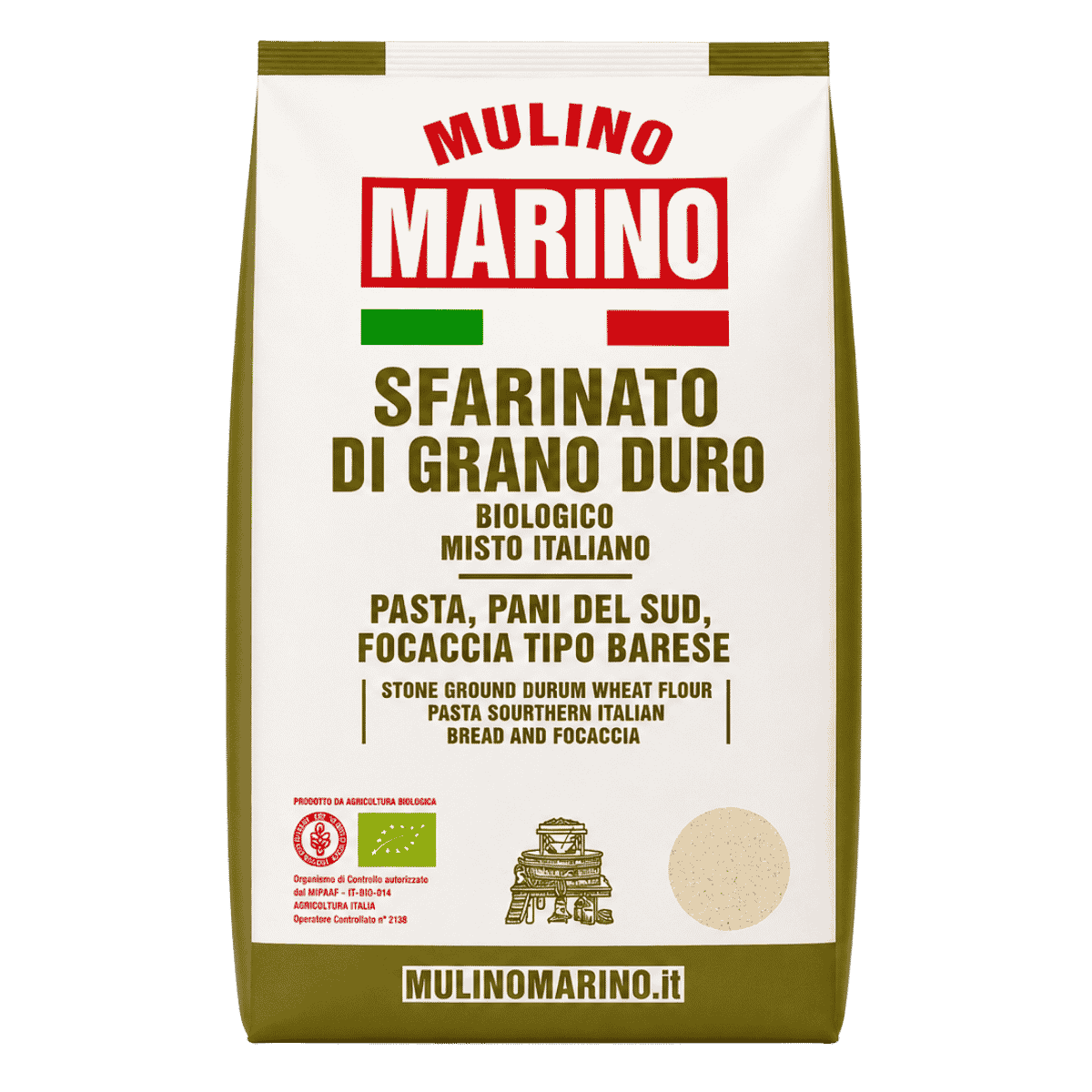 Mulino Marino Organic Sfarinato di Grano Duro (1kg/2.2lbs)