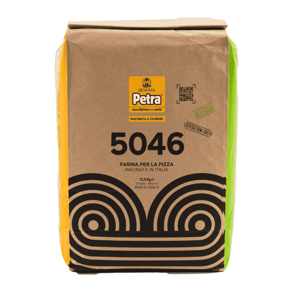 Petra 5046 Allegra 12.5 kg flour sack, angled front view showing the Petra label