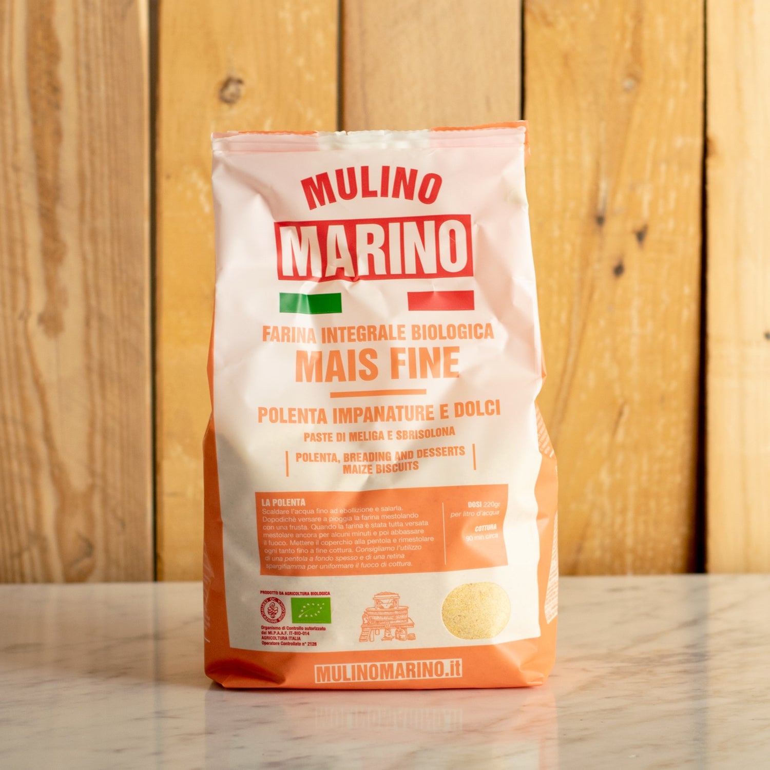 Mulino Marino Organic Fine Wholemeal Corn Flour (1kg/2.2lbs)