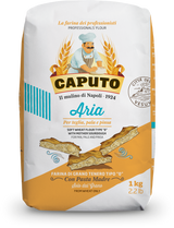 Bag of Caputo Aria flour with branding and product details on a white background