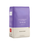 Molino Pasini Viola pizza flour bag on a black background