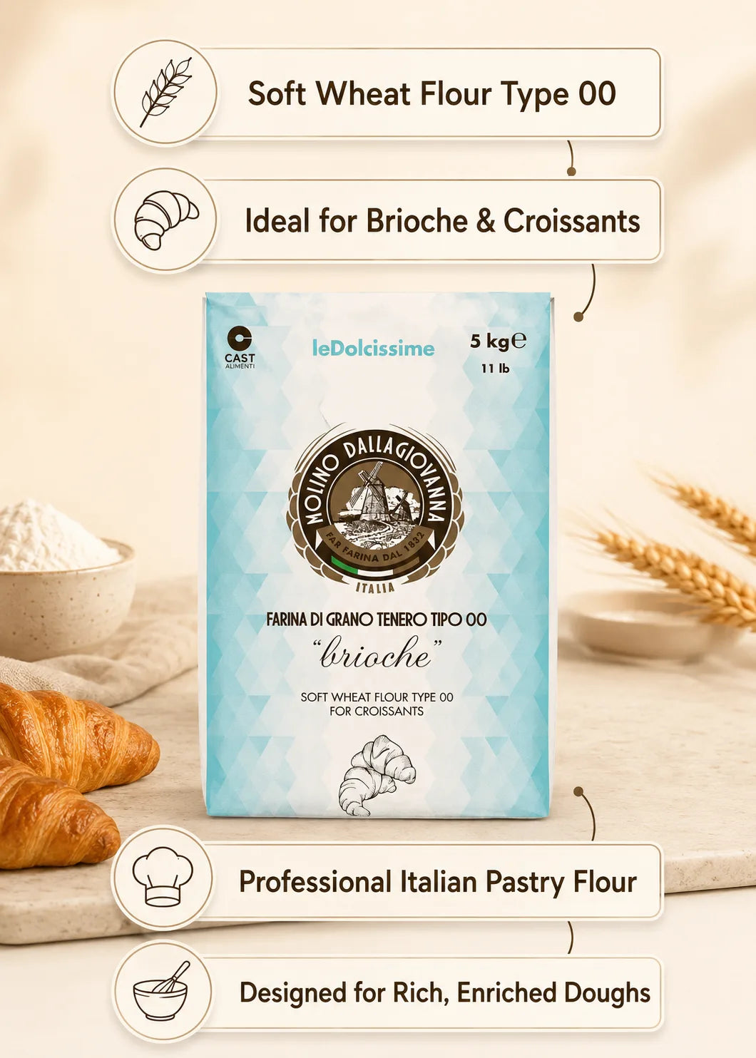 Dallagiovanna Tipo 00 Brioche Flour (5kg/11lbs)