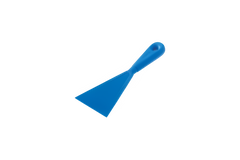 Blue plastic scraper on a white background