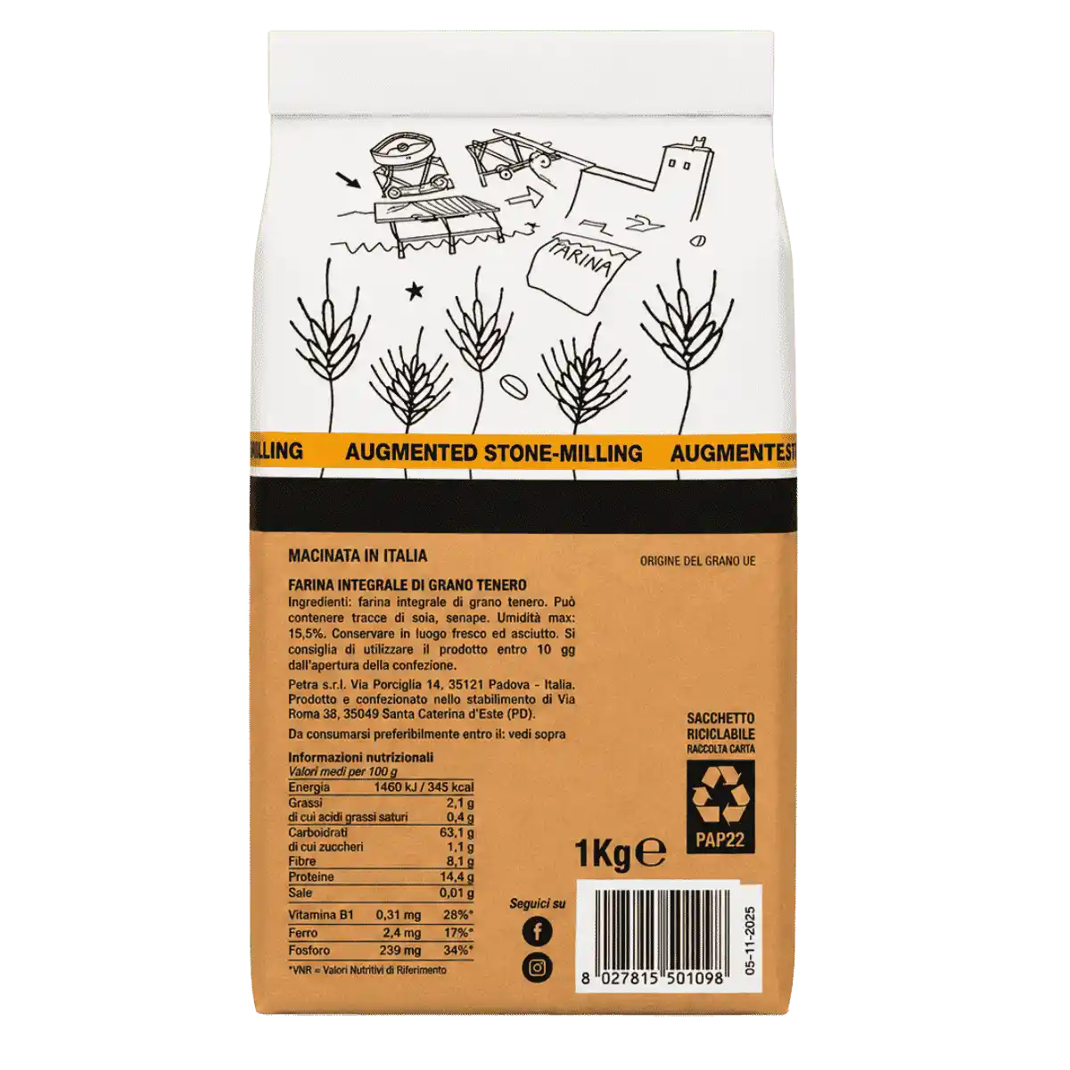 Petra Integrale Stone-Milled Whole Grain Flour (1kg/2.2lbs)