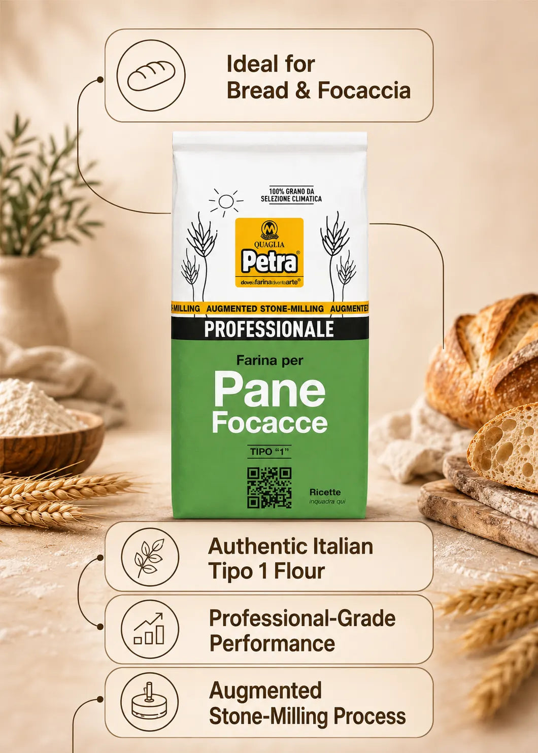 Petra 3 Bread & Focaccia Tipo 1 Flour (1kg2.2lbs)