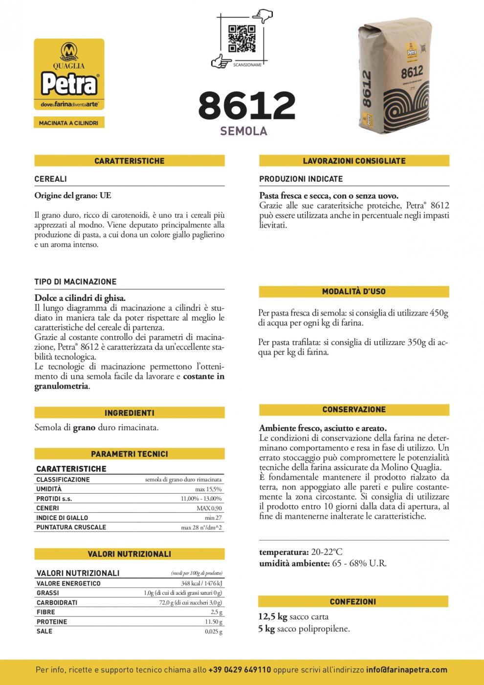 Petra 8612 Hard Durum Wheat / Semola di Grano Duro (5kg / 11lbs)